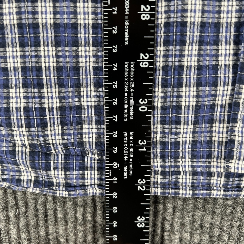 Ralph Lauren Shirt Mens Large Blue Plaid Seersucker Short Sleeve Button Down - Picture 7 of 10